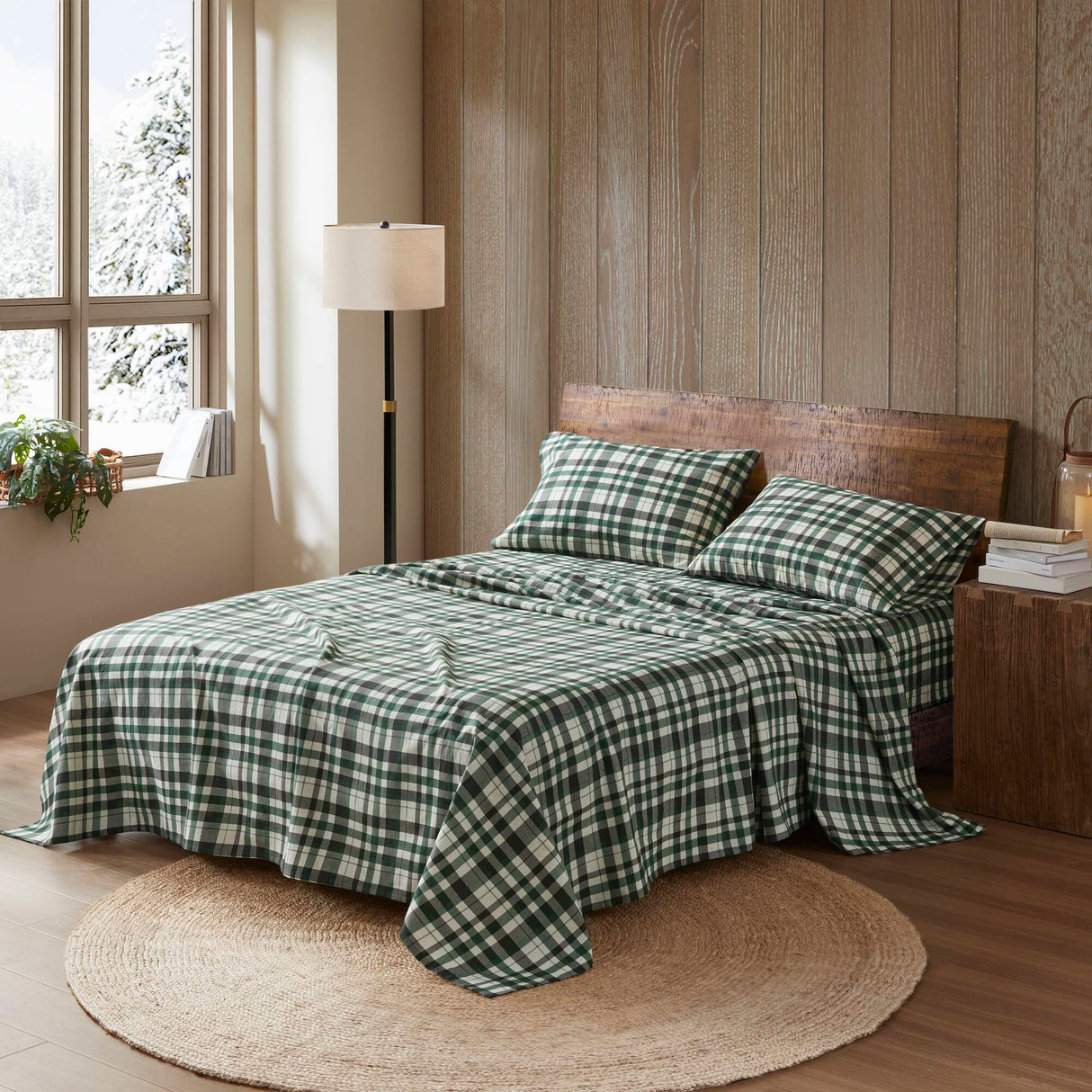4-Pieces-Queen-100%-Cotton-Flannel-Printed-Sheet-Set-Finton-Bed-Sheets