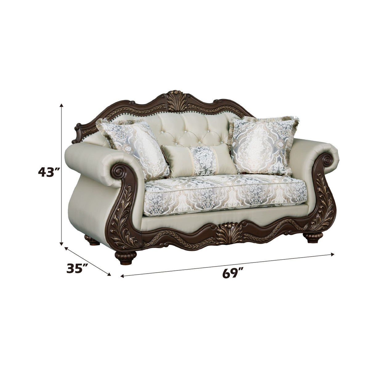 Pierce - Loveseat With 3 Pillows - Beige / Cherry - Best Buy Furniture