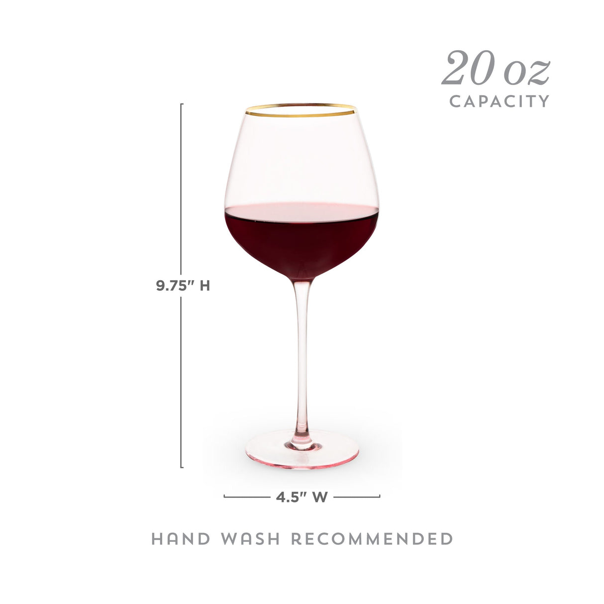 Rose Crystal Red Wine Glass Set