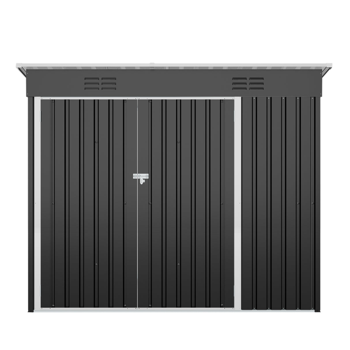 4 x 8 Ft Galvanized Steel Outdoor Storage Shed with 3 Access Doors