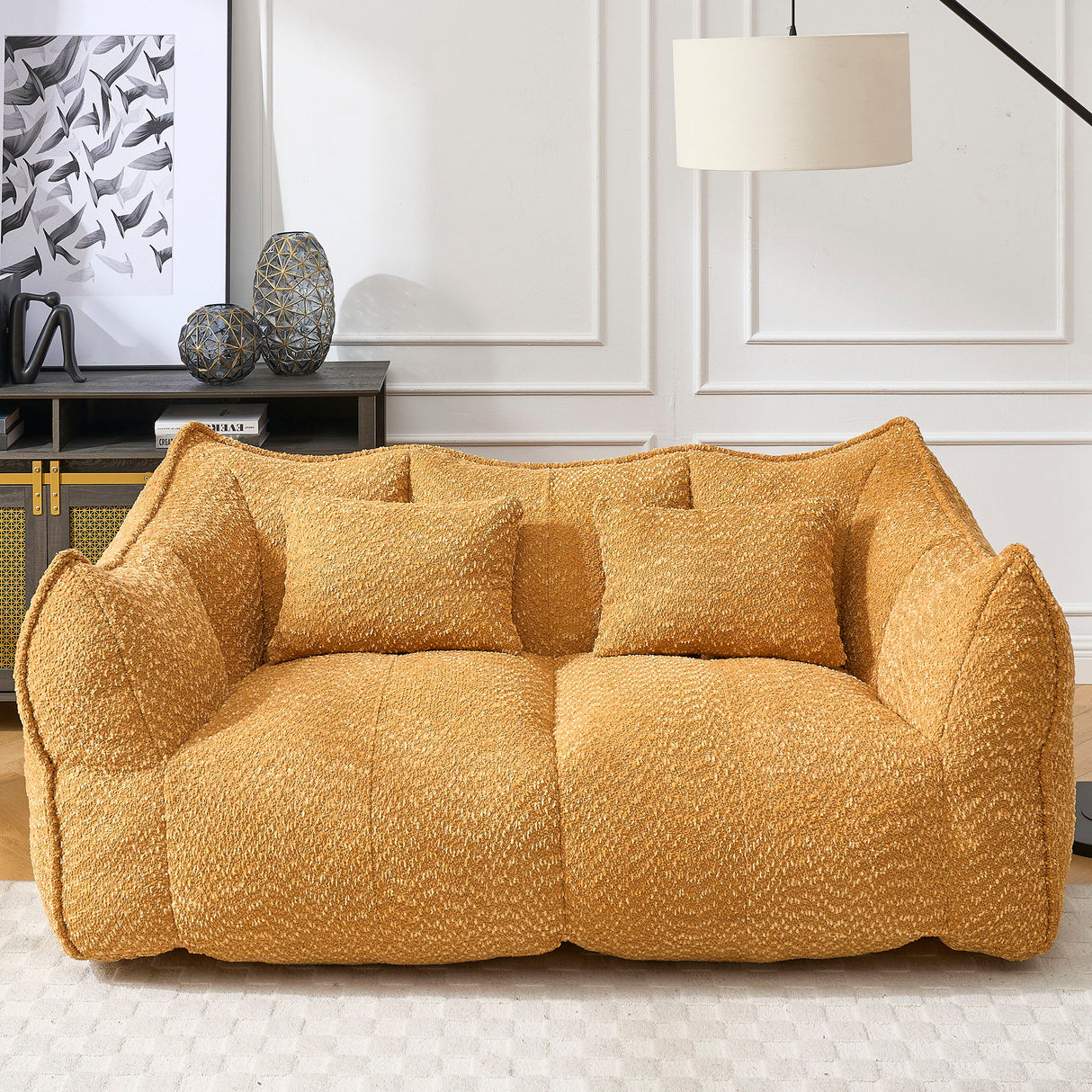 Comfortable Dual Beanbag Chair With High Resilience Foam Core For 2 People