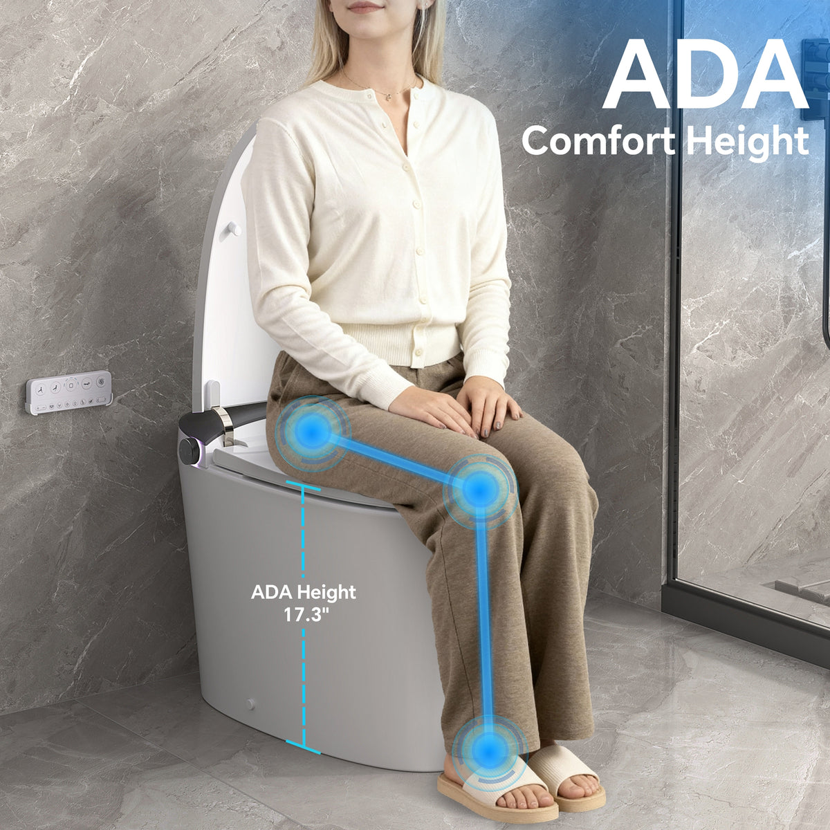 Elongated Smart Toilet with Bidet and Heated Seat