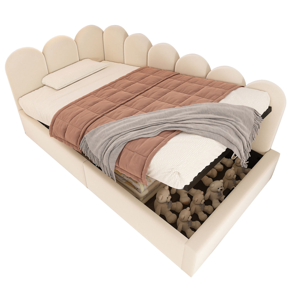Upholstered Daybed With Metal Slatted Base
