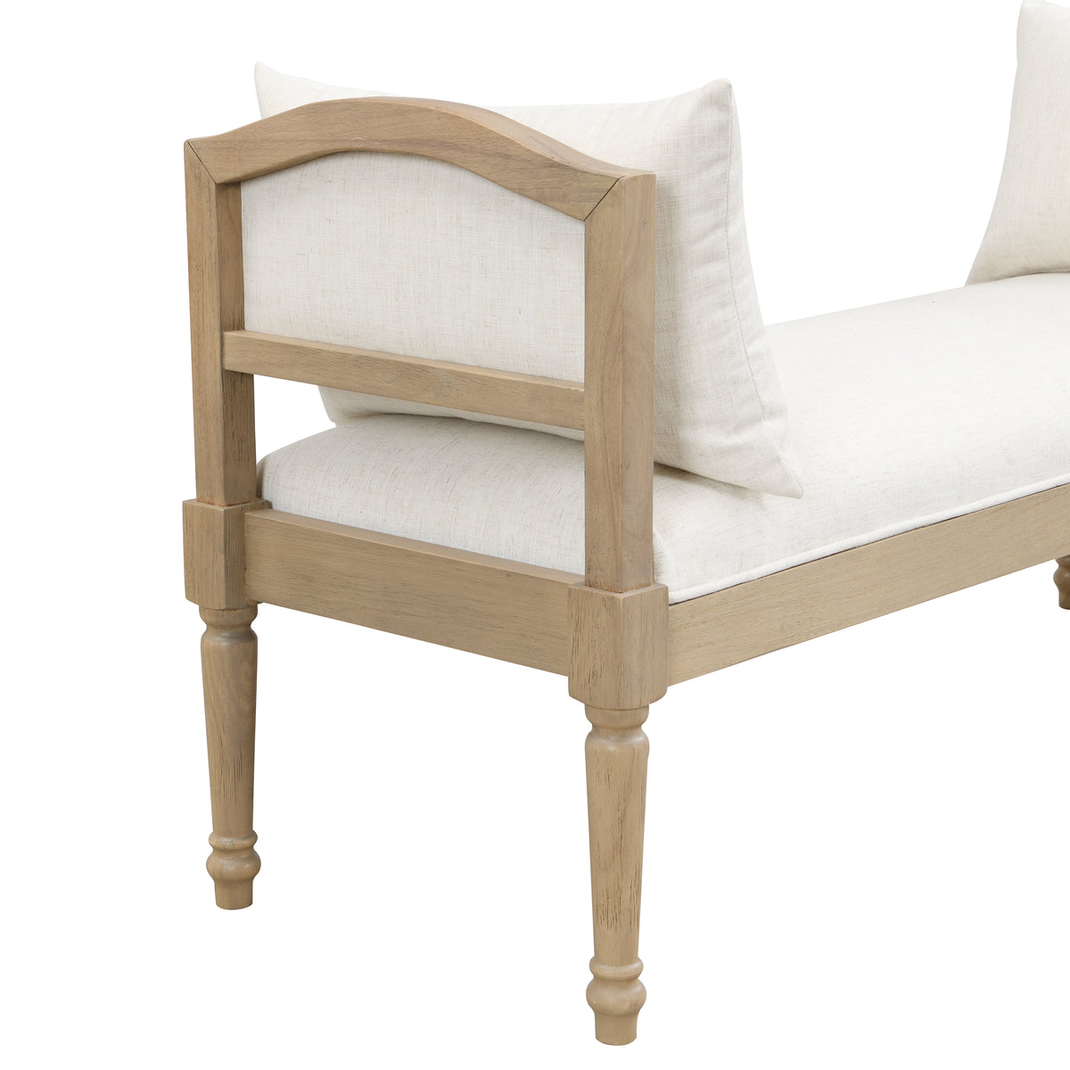 Upholstered Bench with Turned Legs & Side Cushions