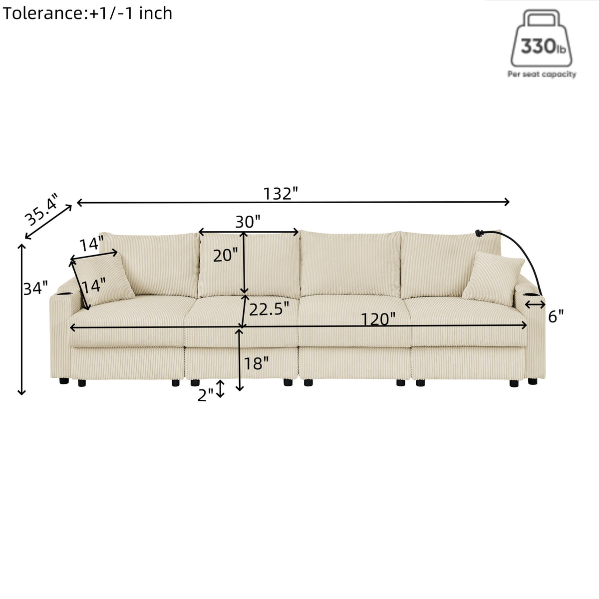 Modern U-Shaped Couch with Storage and Ottomans