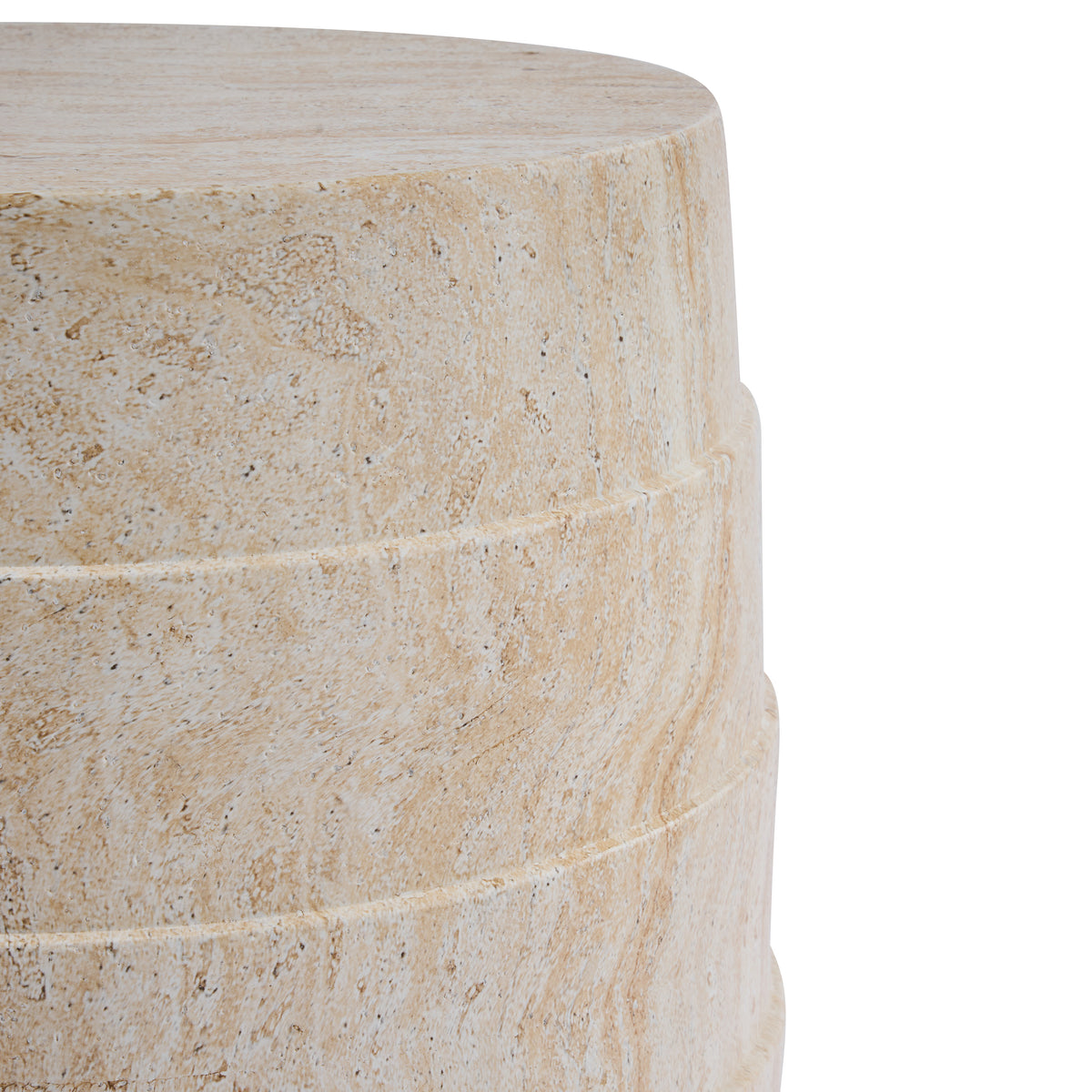 Modern Cylindrical Travertine-Look MGO Outdoor Side Table