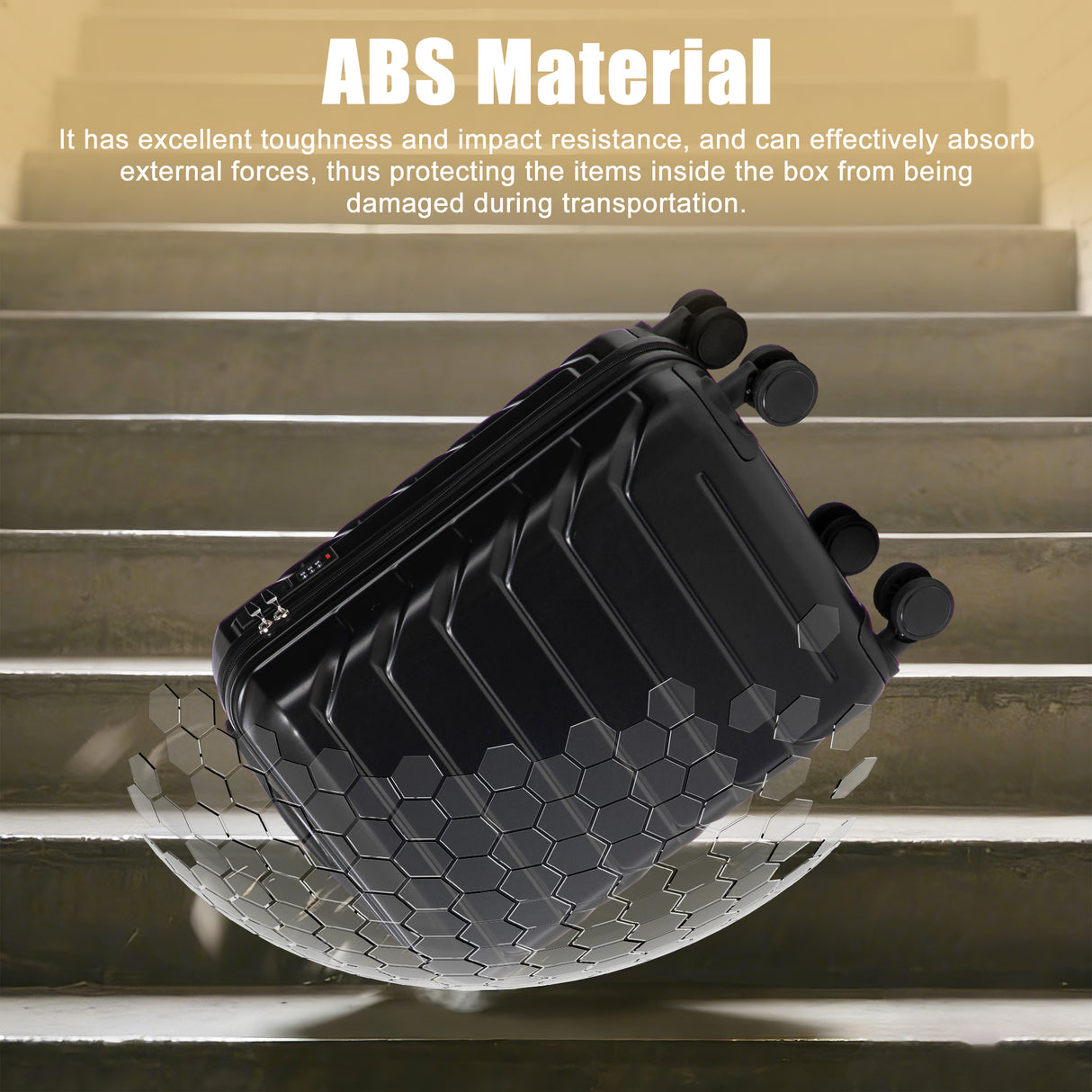 20 Inch ABS Hard Shell Travel Checked Luggage - Black