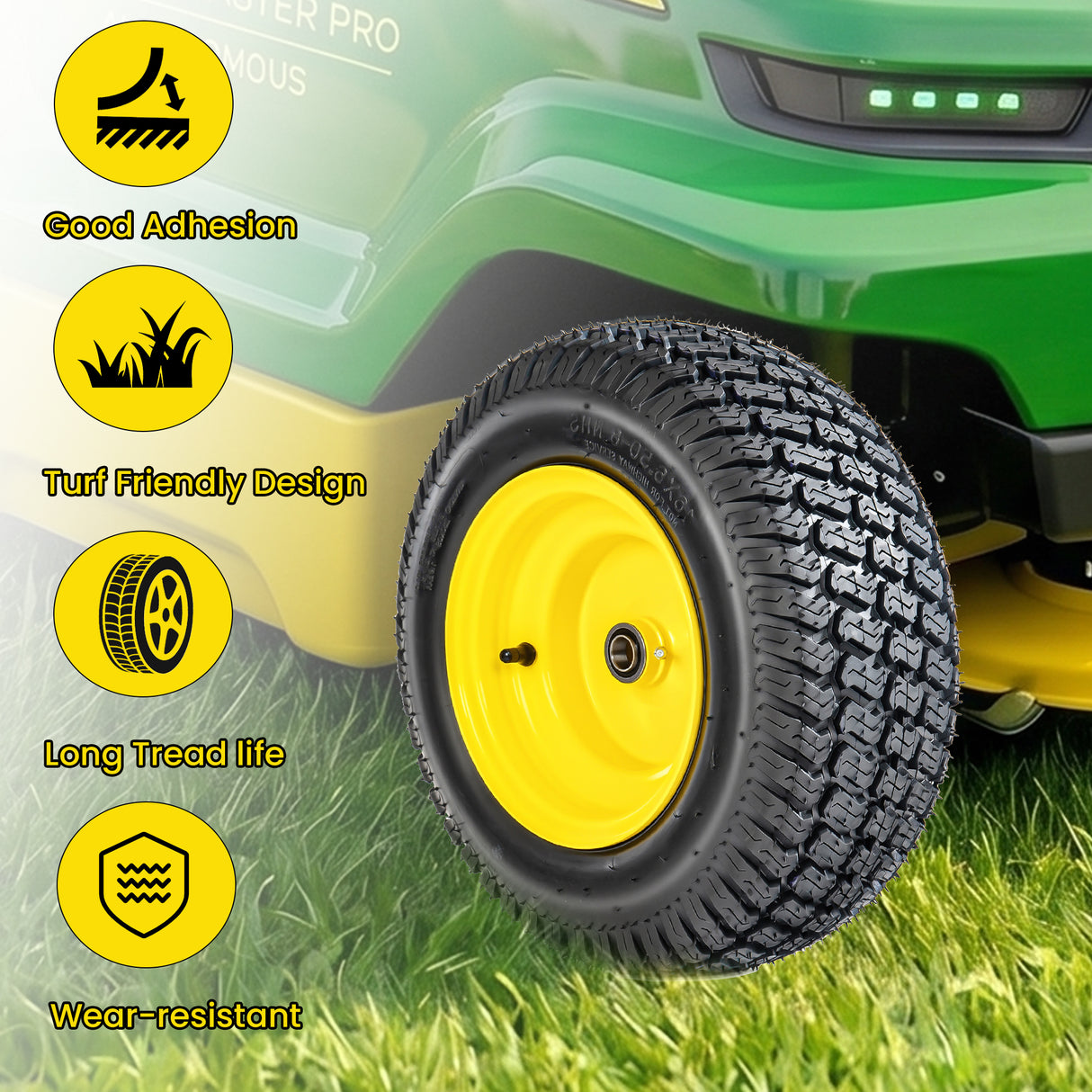 Set of 2 Lawn Mower Tires and Wheel Assembly