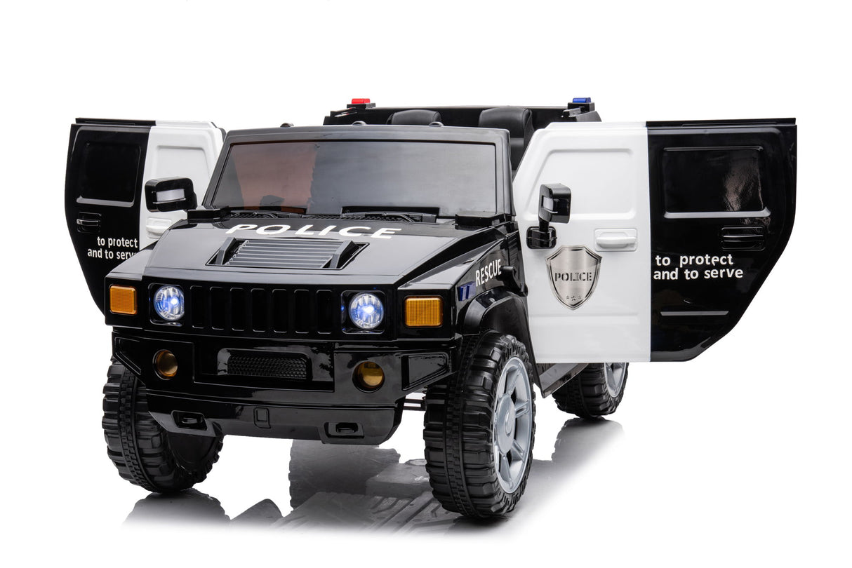12V7A 30W*2 Four-Wheel Drive Seat One Button Start, Forward And Backward, High And Low Speed, Music, Front Light, Power Display, Two Doors Can Open, 2.4G R / C, Seat Belt Four Wheel Absorber