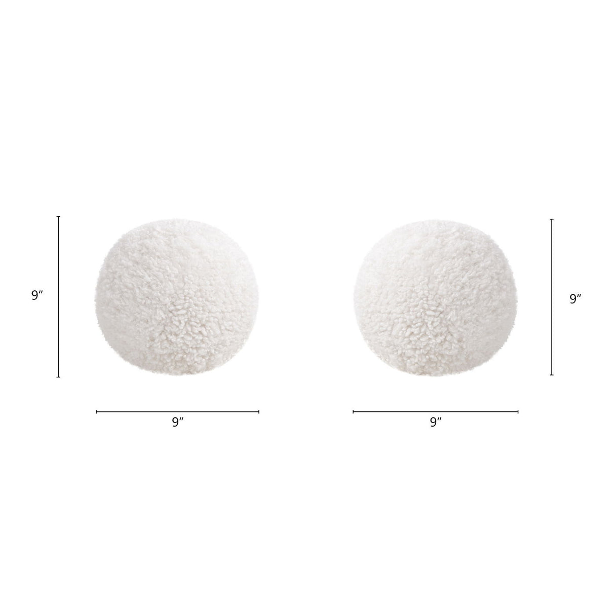 Ayla - Round Sphere Accent Ball Throw Pillow - Curly White
