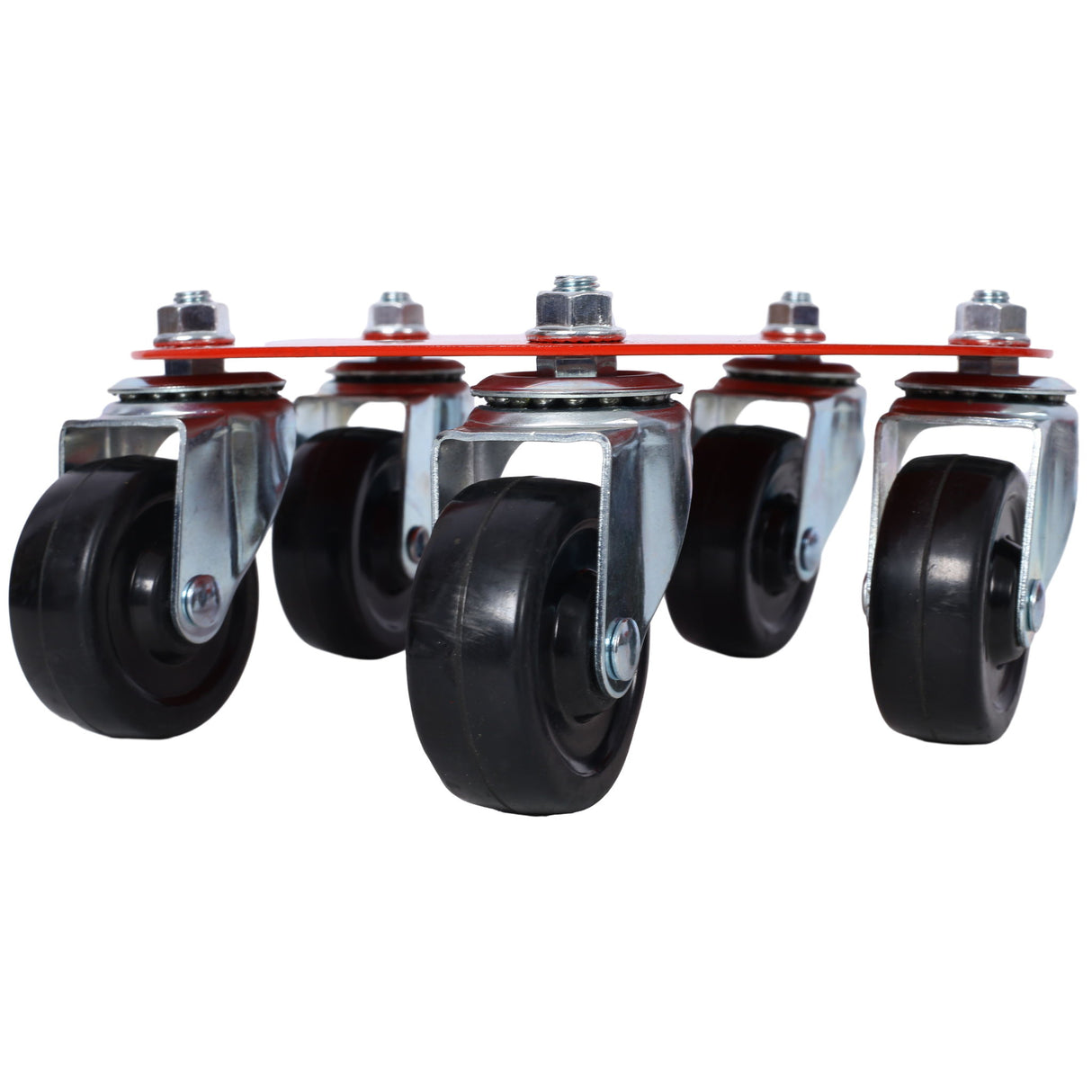 Heavy Duty Snowmobile Dolly V Slide With 2.5" Swivel Casters, Rubber Pad, 1500Lbs Capacity Steel - Red