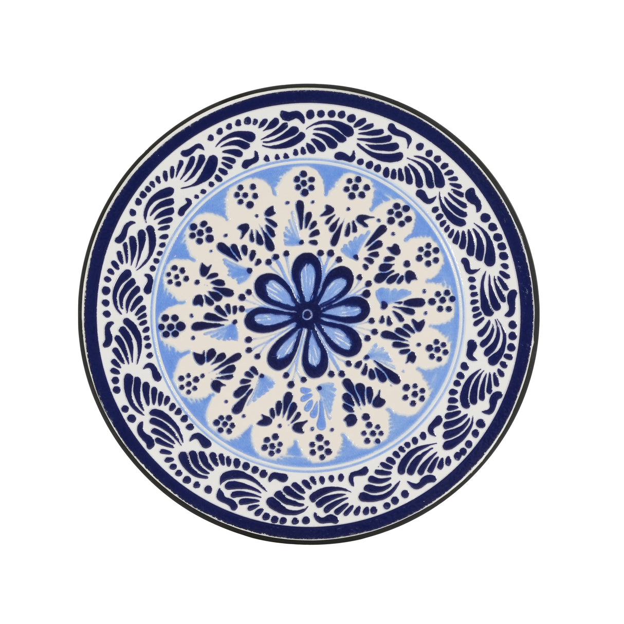 Patio Side Table, Blue+Black