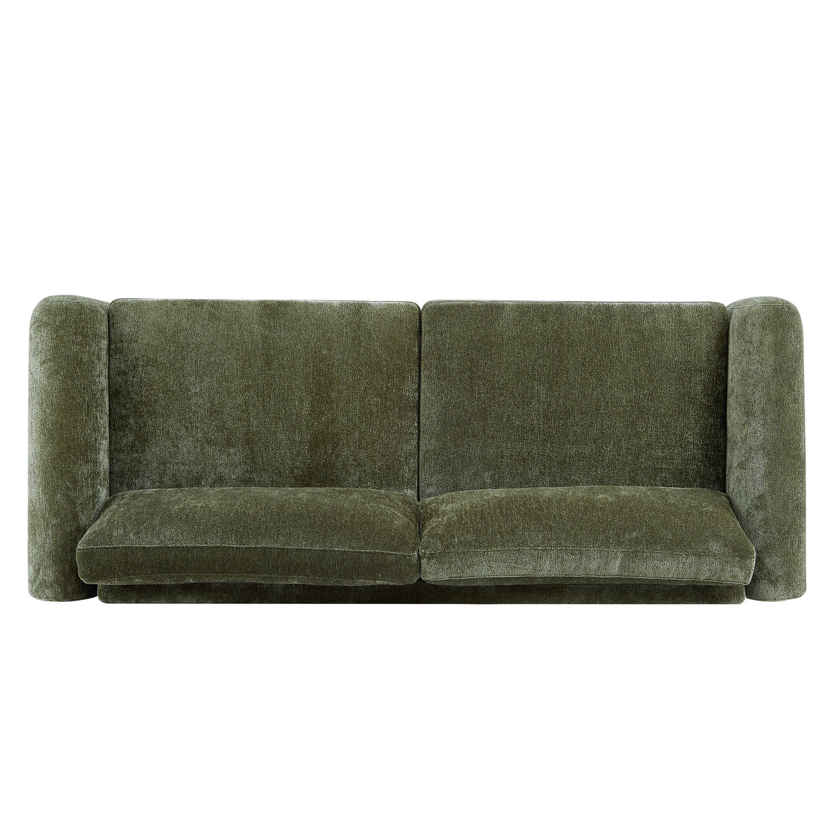 89"L Chenille Sofa with Wooden Legs – Olive