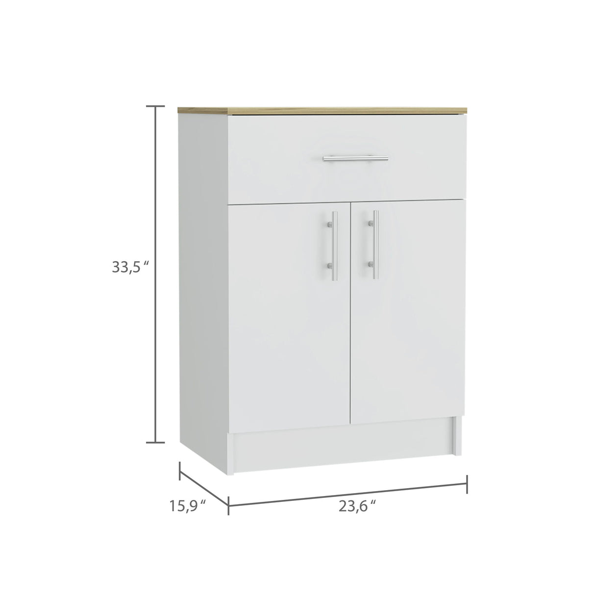 Pantry Organizer Cabinet One Drawer, Two Interior Shelves, Two Doors - White / Light Oak