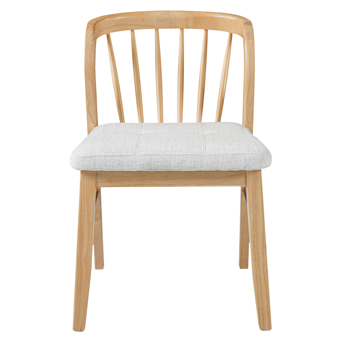 Mid-Century Modern Rubber Wood Dining Chair With Upholstered Seat (Set of 2)