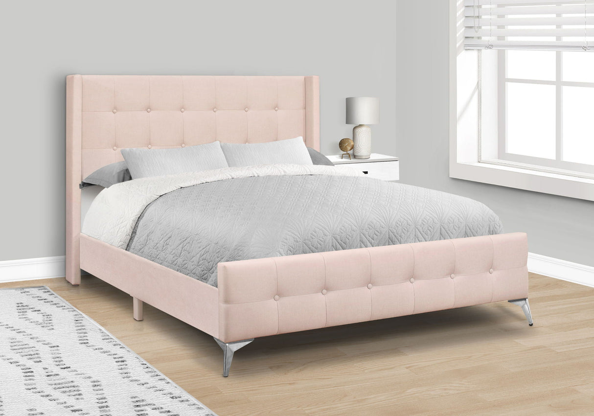 Queen Size Bed Upholstered - Pink - Best Buy Furniture