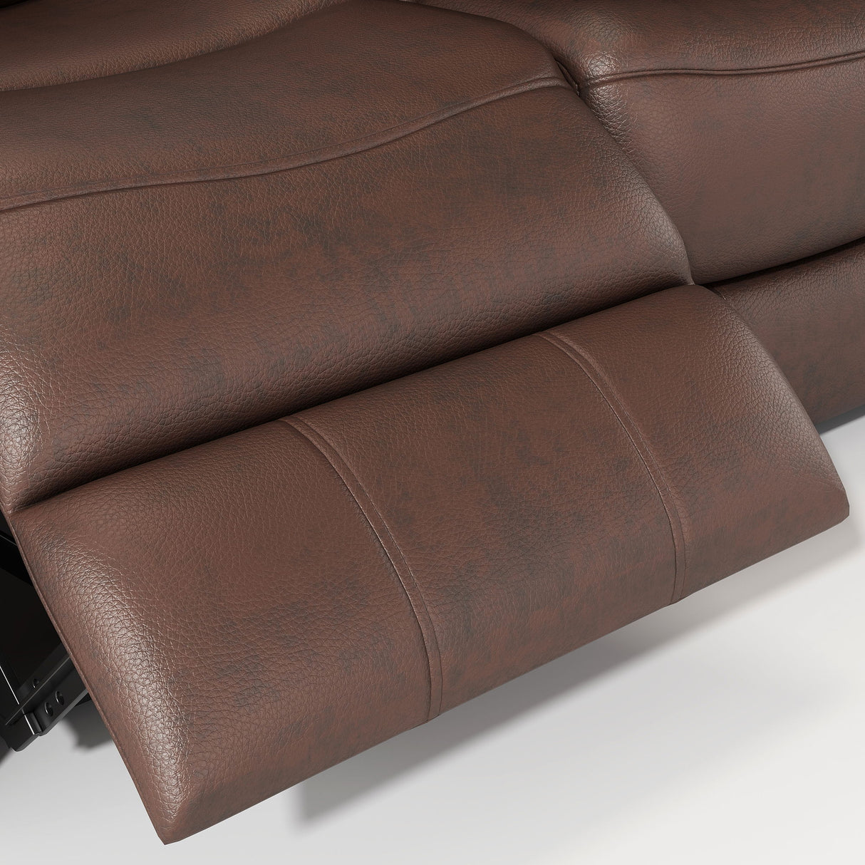 Genuine Non Power Reclining Sofa With Drop Down Table, Stainless Steel Cupholders And Magazine Bag