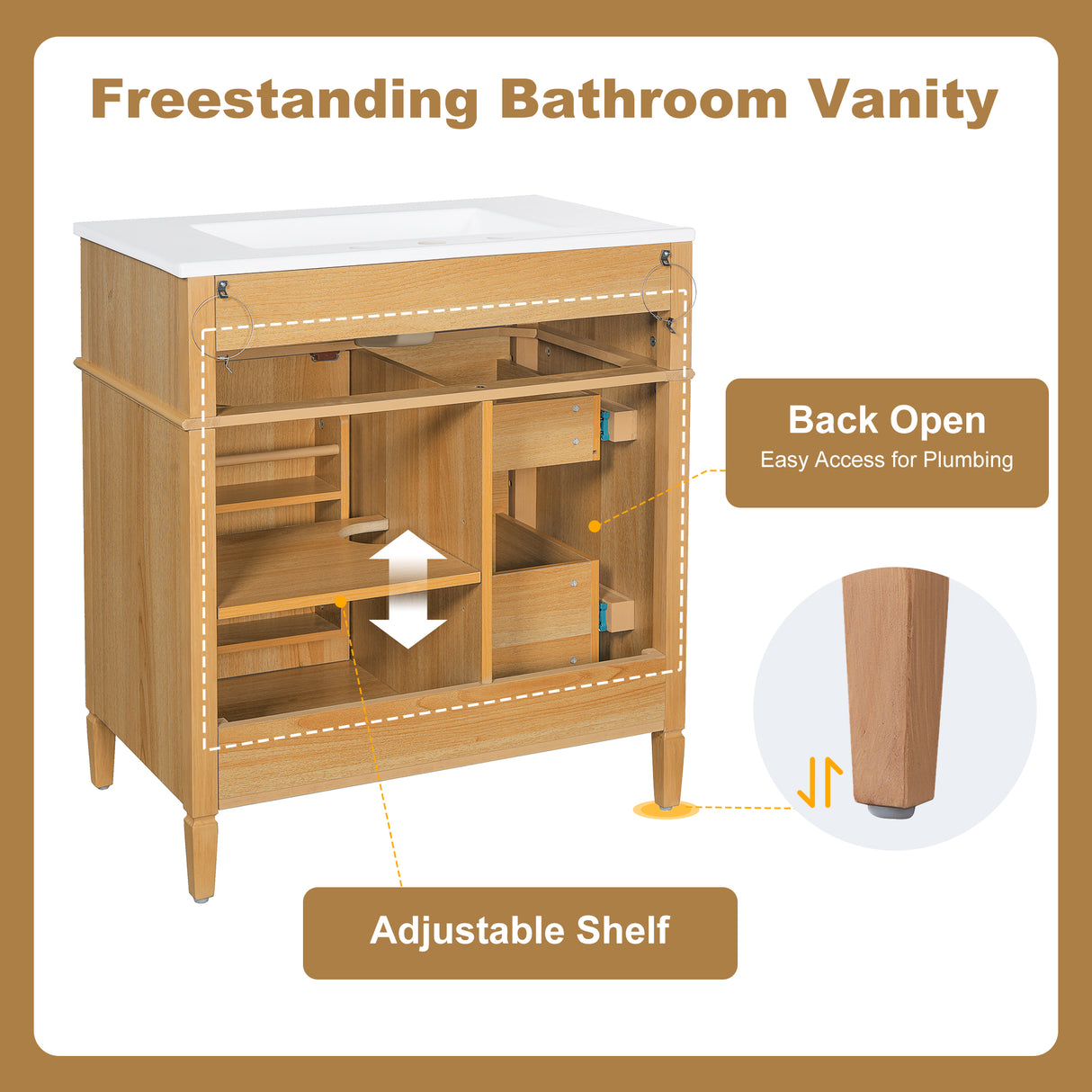 30" Bathroom Vanity with Sink and Wood Vanity Cabinet