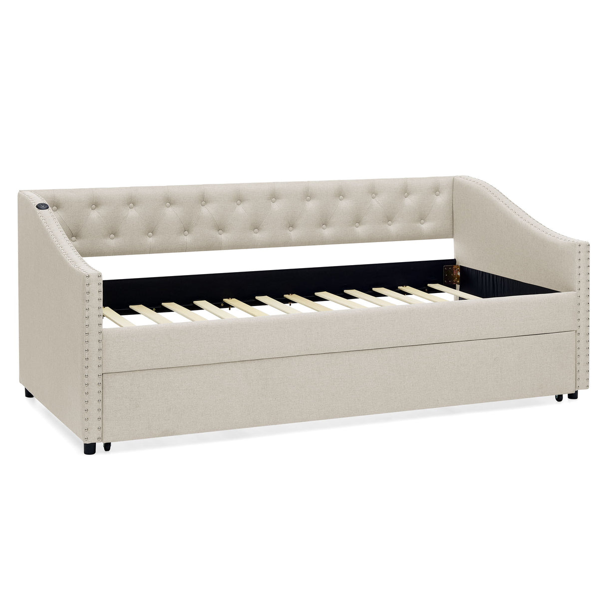 Upholstered Daybed With USB Charging & Pull Out Bed