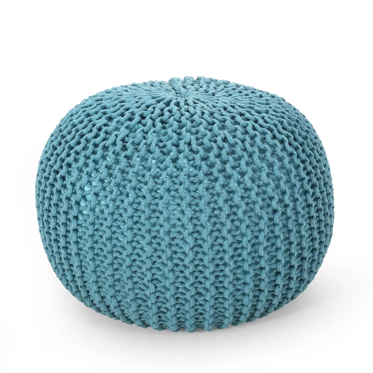 Moro - Knitted Cotton Round Pouf With Pumpkin Shape - Best Buy Furniture