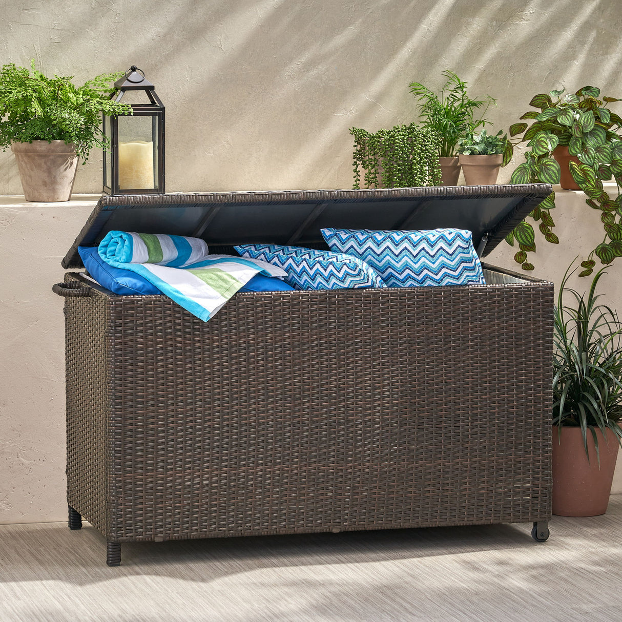 Blake - Wicker Cushion Box - Brown Multi