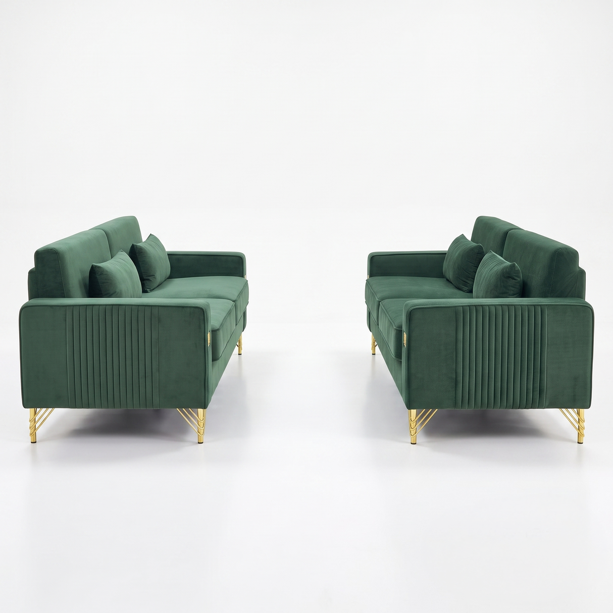 Emerald Green Velvet 2-Piece Sofa Set
