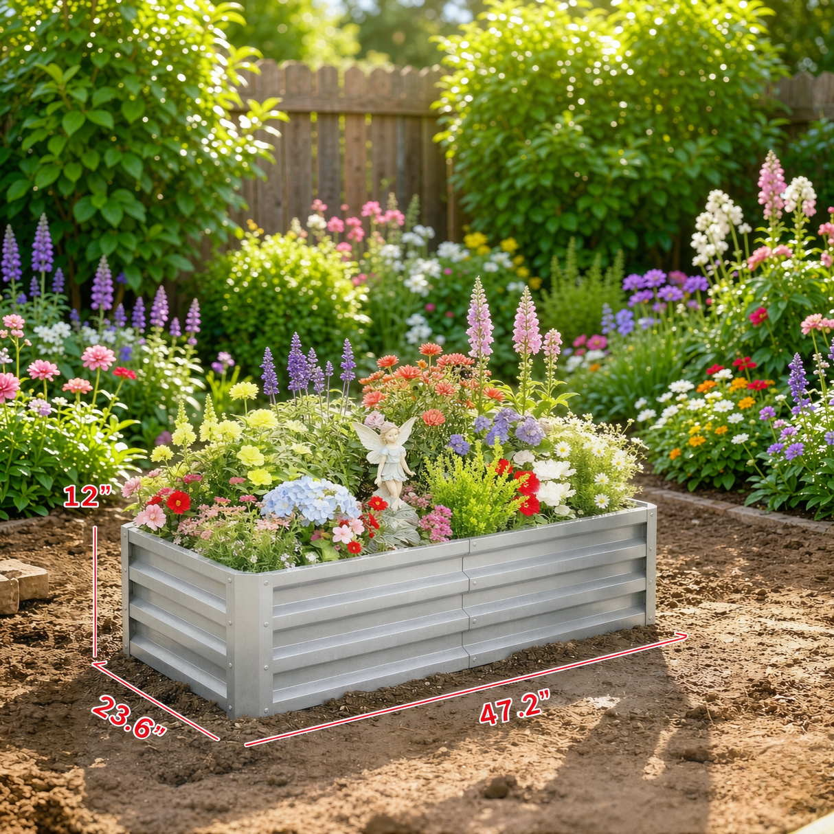 Galvanized Raised Garden Bed, 4' x 2' x 1'