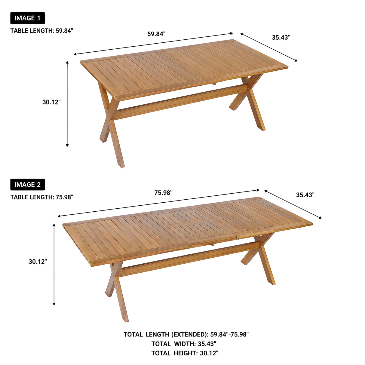 7 Pieces Acacia Wood Outdoor Dining Set