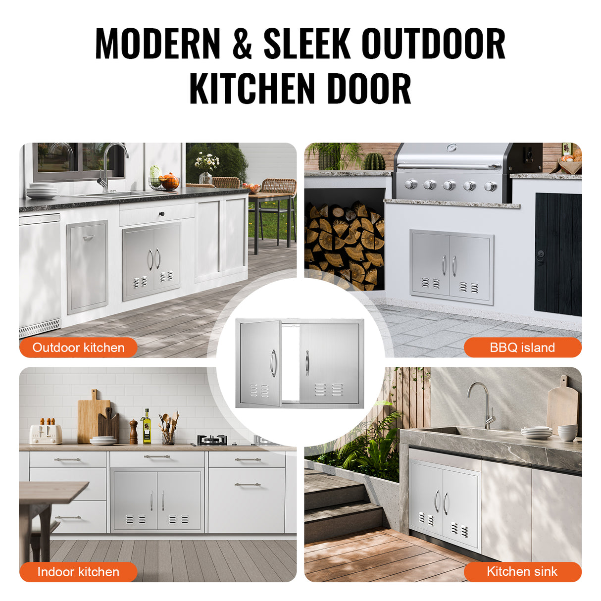 BBQ Access Door, 30W x 21H Inch Double Stainless Steel Outdoor Kitchen Door