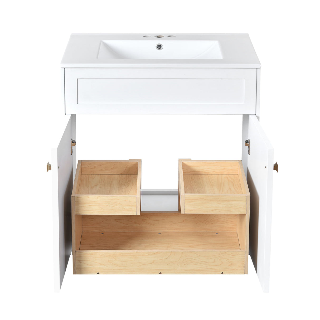 Bathroom Vanity With Sink, Freestanding Storage Cabinet With Handles, Soft Closing Doors