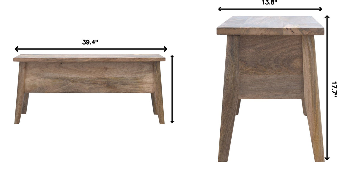 Lid Up Storage Bench - Oak