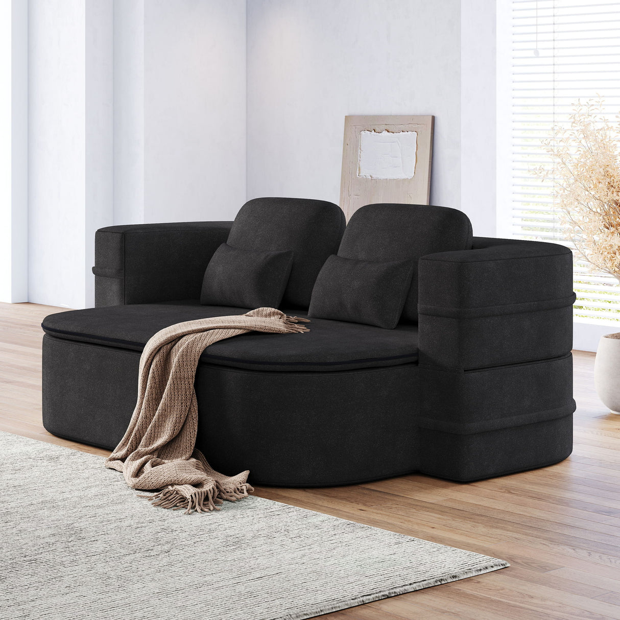 2 In 1 Foldable Sofa Bed With Multi Functional Blanket, Floor Lounge Sofa