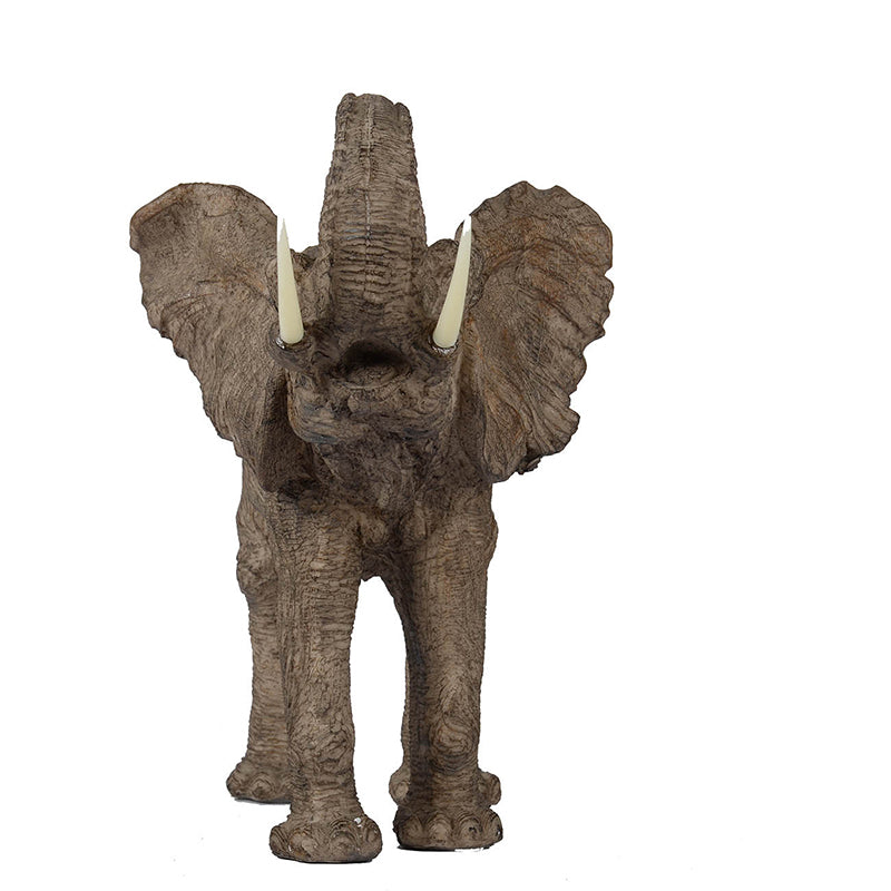 15x8x12" Tai Polyresin Elephant Accent, Trumpeting