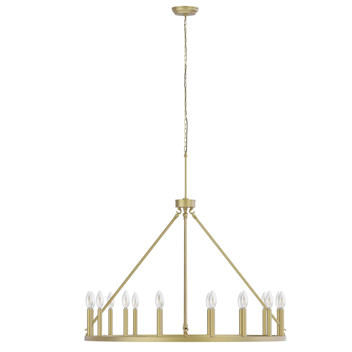 16-Light Wagon Wheel Chandelier, 39.3-Inch, Gold Metal Candle-Style