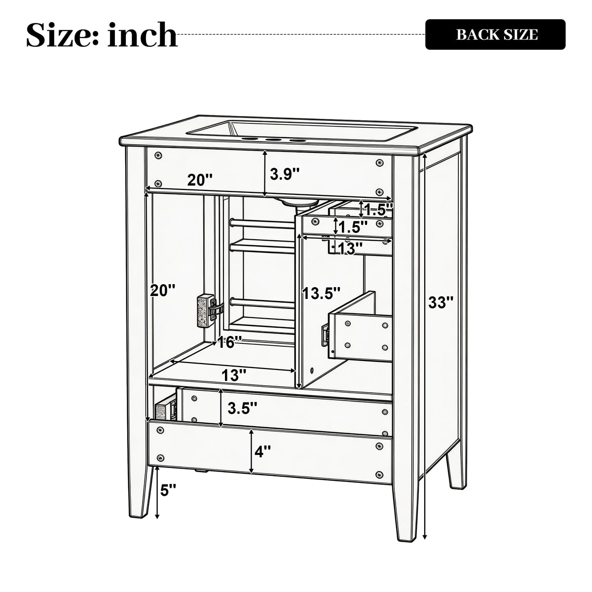 24" Modern Blue Gray Bathroom Vanity