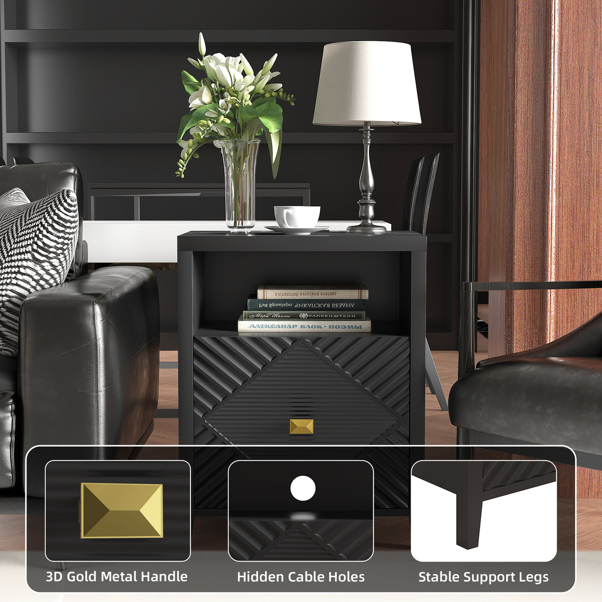 Modern Nightstand with Charger Station and USB Port