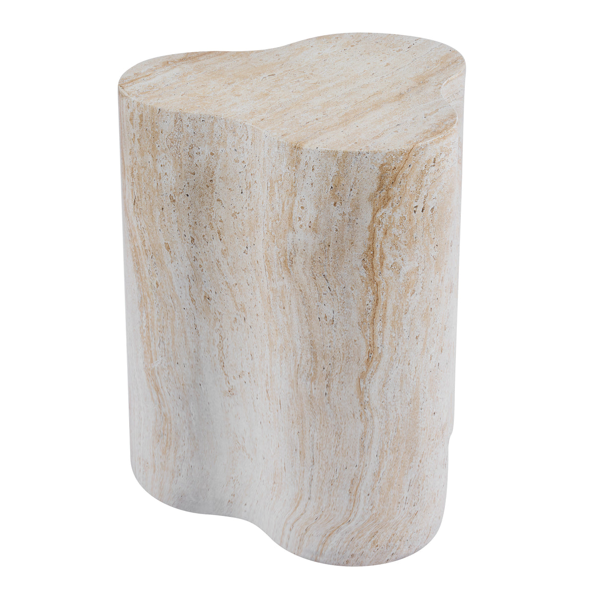 Organic Travertine-Look MGO Outdoor/Indoor Side Table