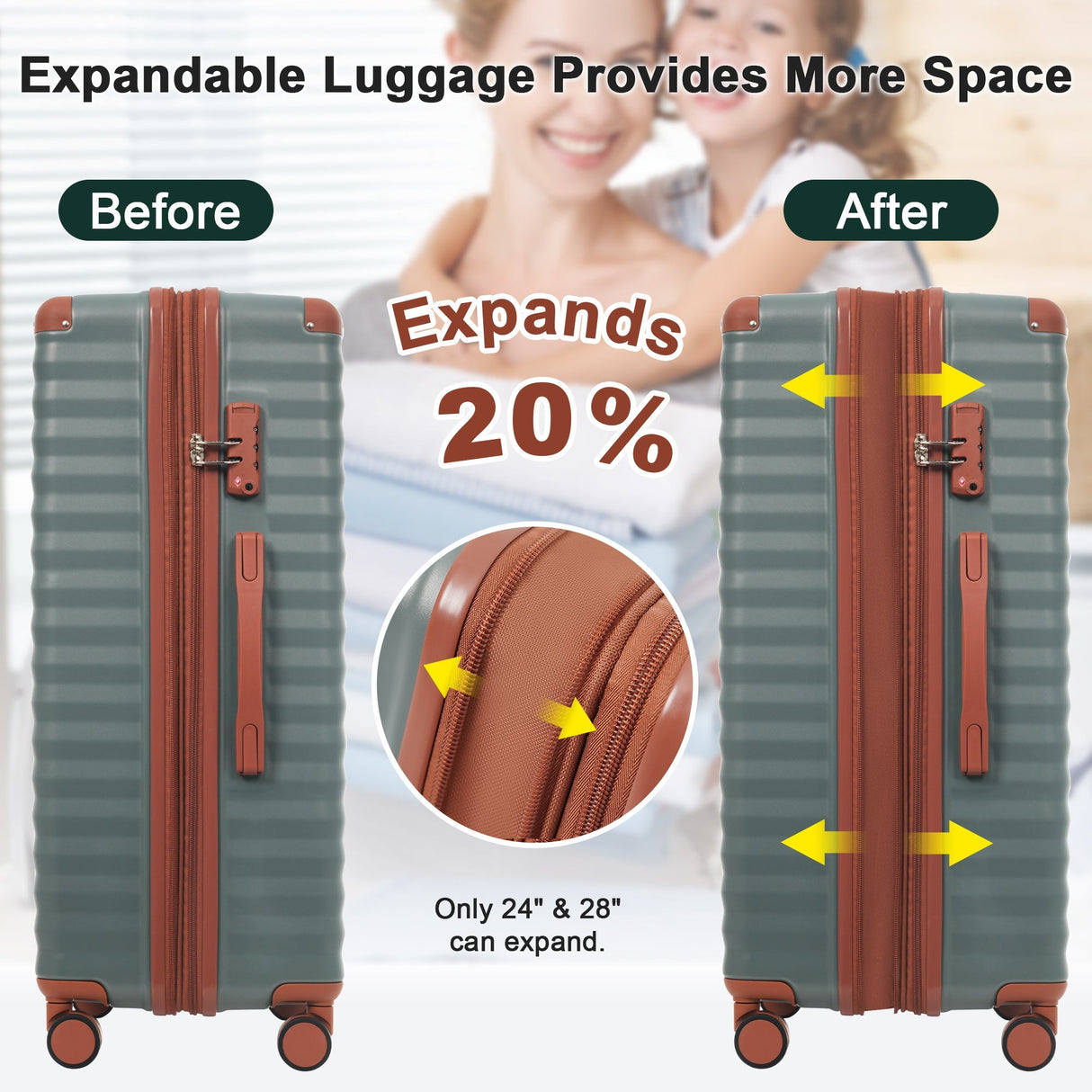 Deluxe 5-Piece Hard-Side Luggage Set with USB and TSA Security