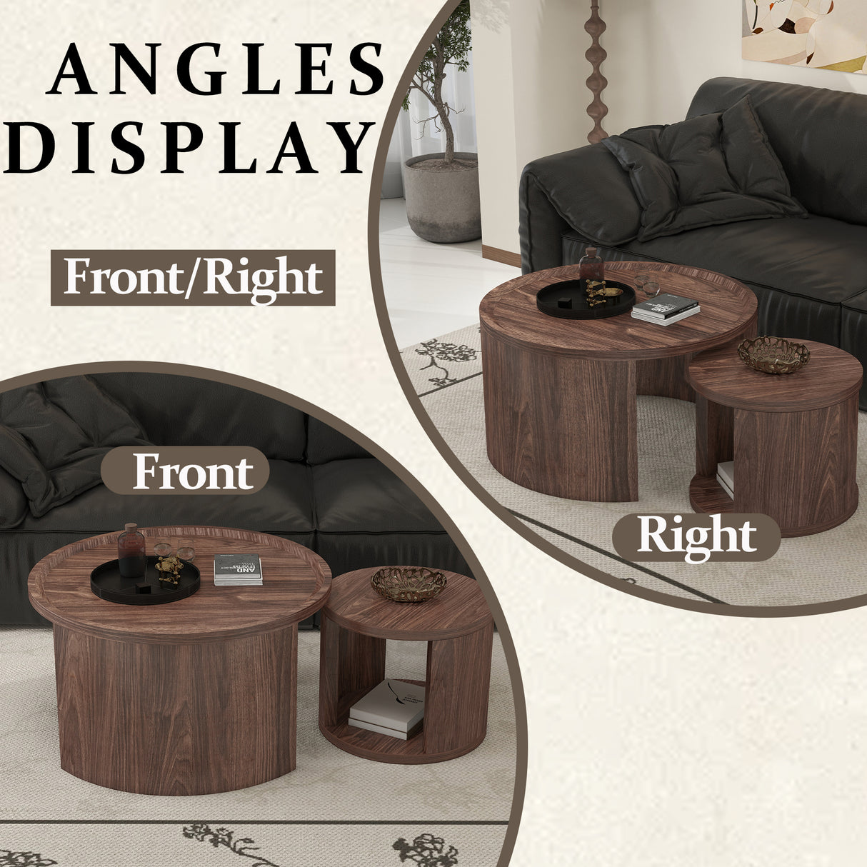 Round Nesting Coffee Table Set of 2