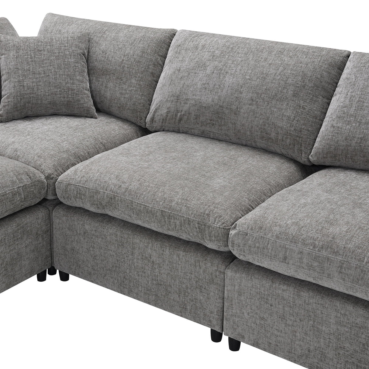 Modern Modular Cloud Sofa Bed, 6 Seat Sectional Couch Set With Ottoman, Free Combination, Convertible U Shaped Sleeper Sofa For Living Room