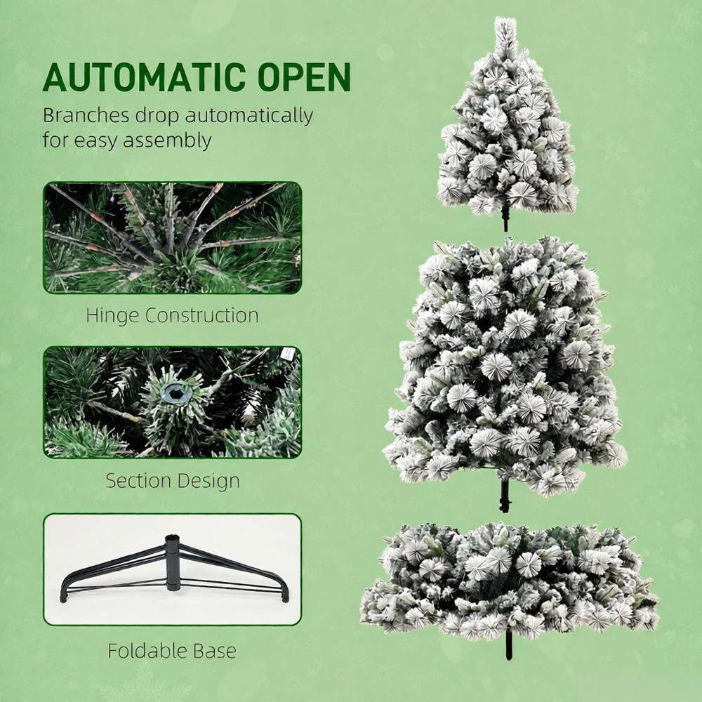 Flocked Artificial Christmas Tree with Clear Lights