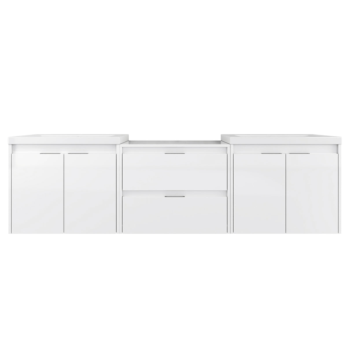 72" Bathroom Vanity With Resin Sink, Soft Close Doors, and 1-Side Cabinet