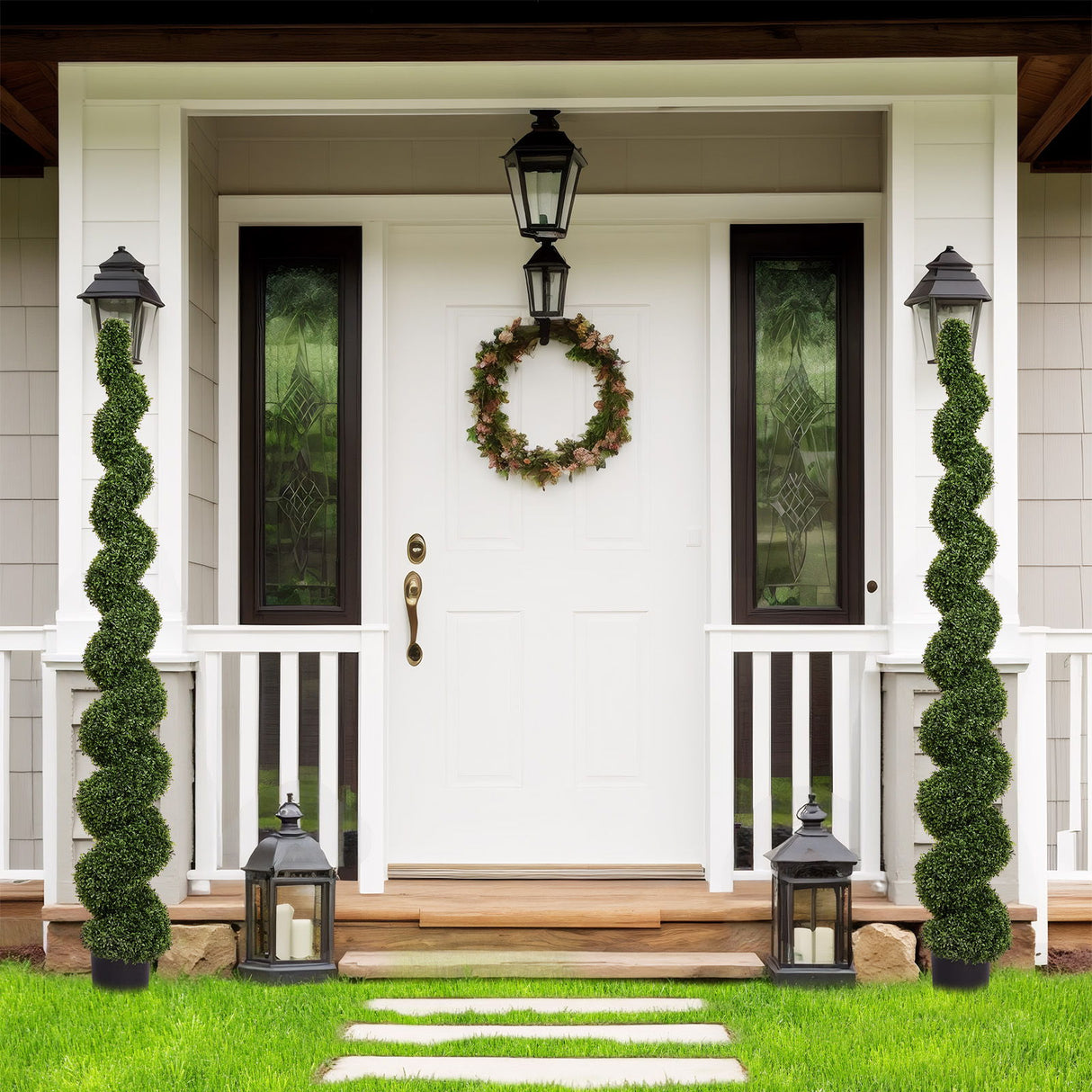 Artificial Outdoor UV Resistant Plastic Boxwood Topiary Spiral Tree