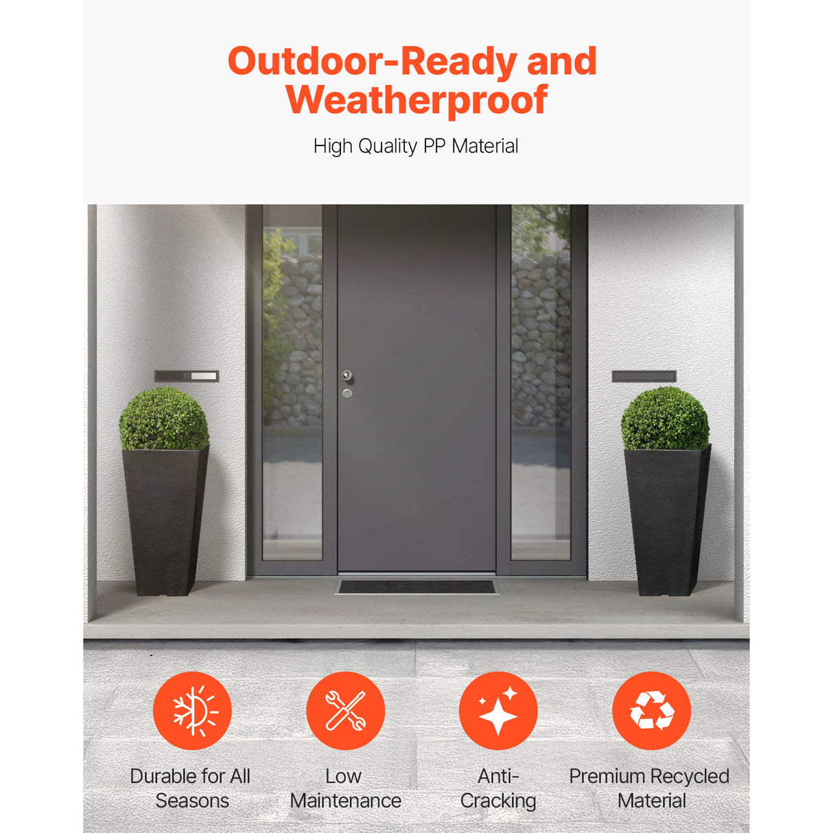 Set of 2 Tall Outdoor Planters 22 Inch