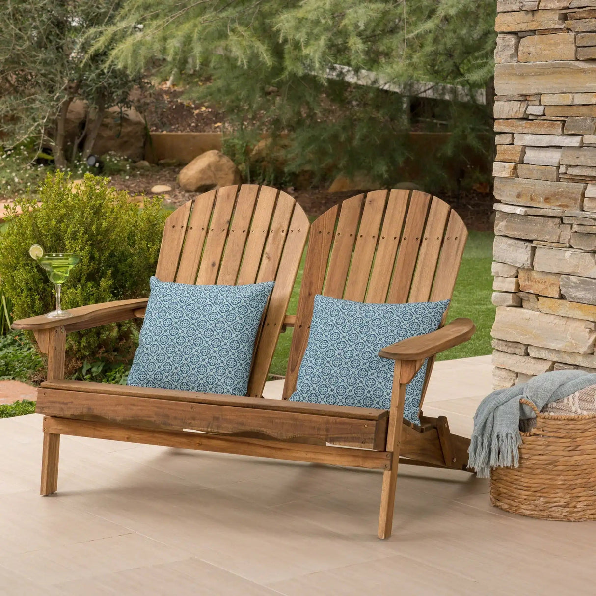 Outdoor Adirondack Rocking Loveseat With Hand Crafted Details - Best Buy Furniture