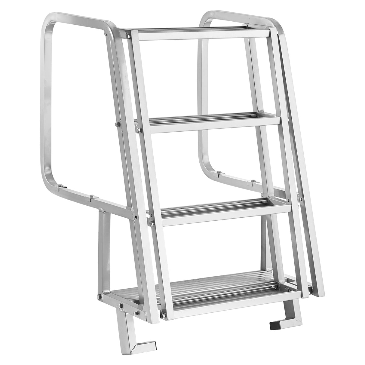 Flip-Up Dock Ladder, 4-Step, Heavy-Duty Aluminum Alloy Pontoon Boat Swim Ladder