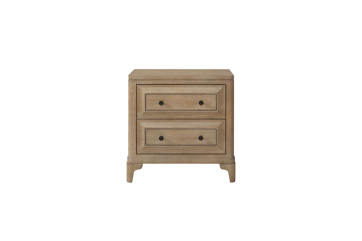 Queen Canopy Bedroom Set With A 2 Drawer Nightstand A Dresser With Poster Mirror And A Door Chest - Sand