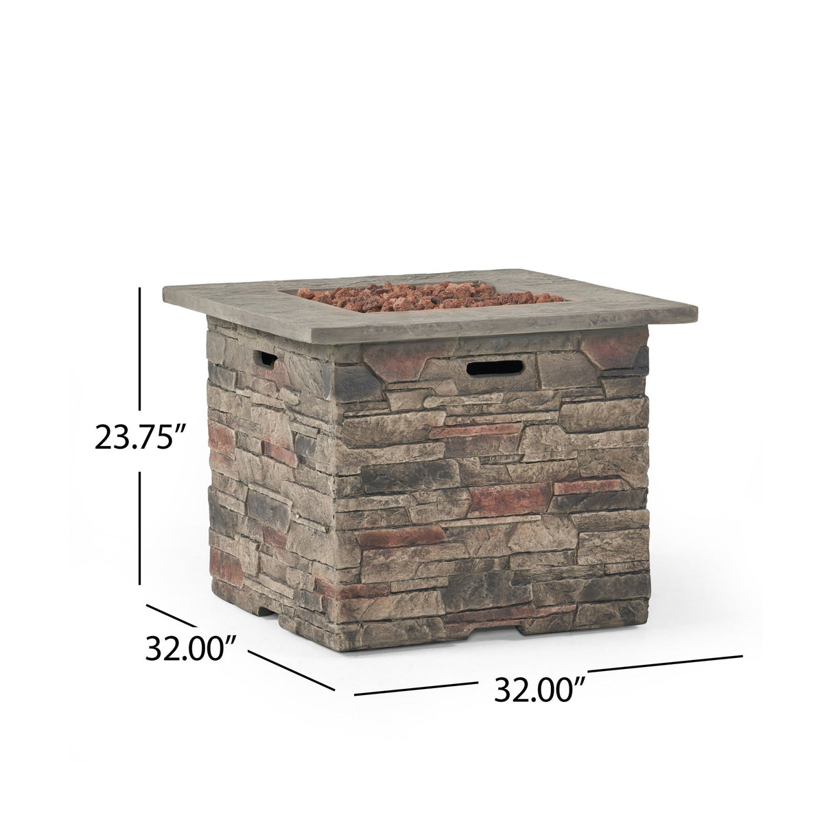 Classic Design Square Fire Pit With Top And 40, 000 Btu Heat Output - Stone Gray - Best Buy Furniture