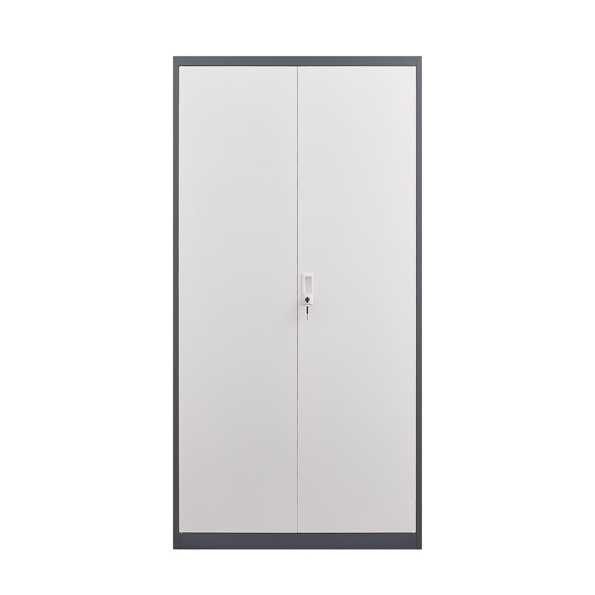 Wardrobe With Hanging Rod And Compartments, Lockable Closet With Locks & Keys For Bedroom - Gray