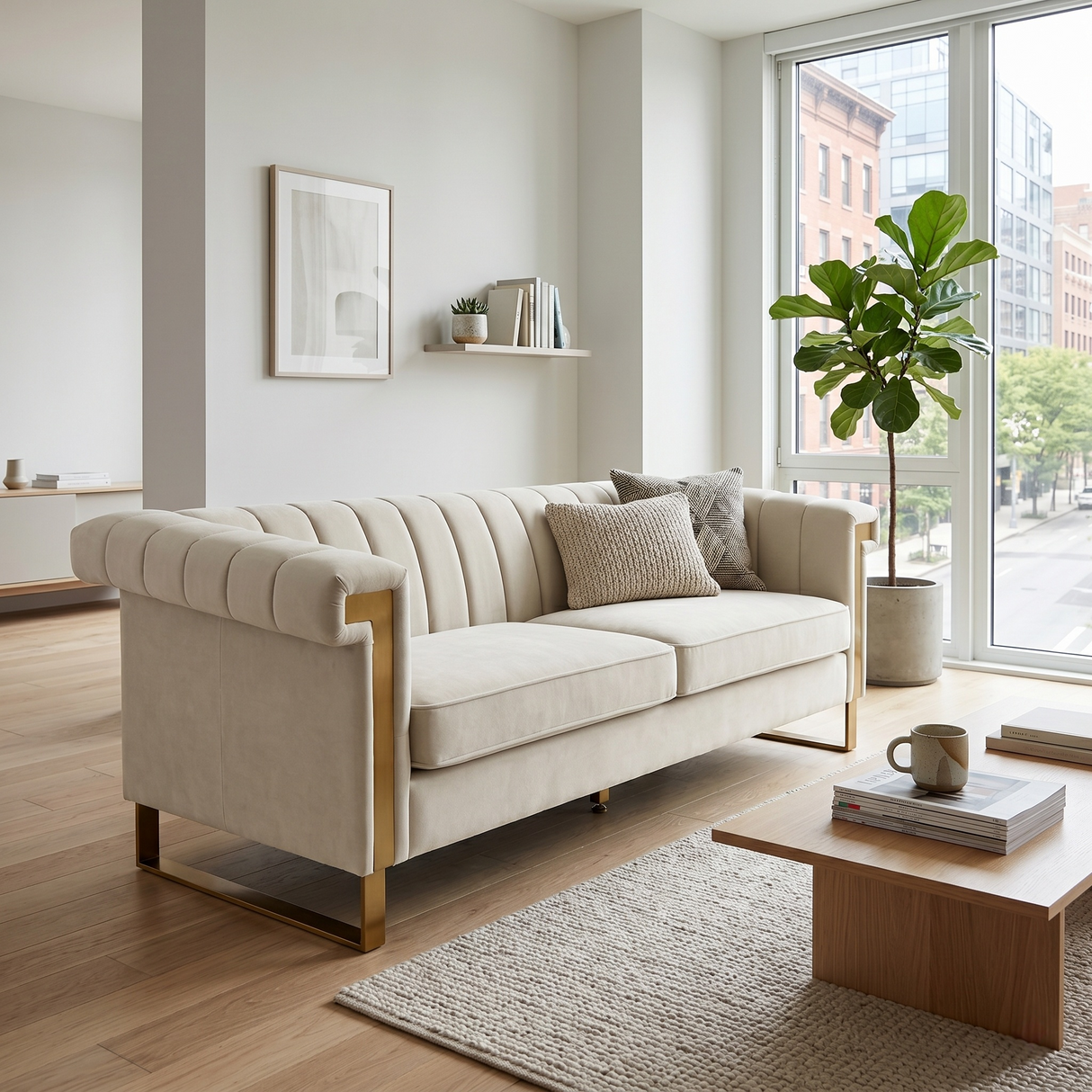 FX-P81B-CW Velvet Sofa